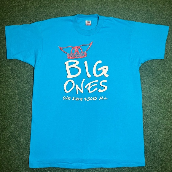 Vintage Aerosmith Big One Steve TylerBlue 90s Concert Band XL Tall T Shirt